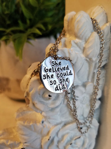 Empowerment Charm: 'She Believed She Could' Necklace