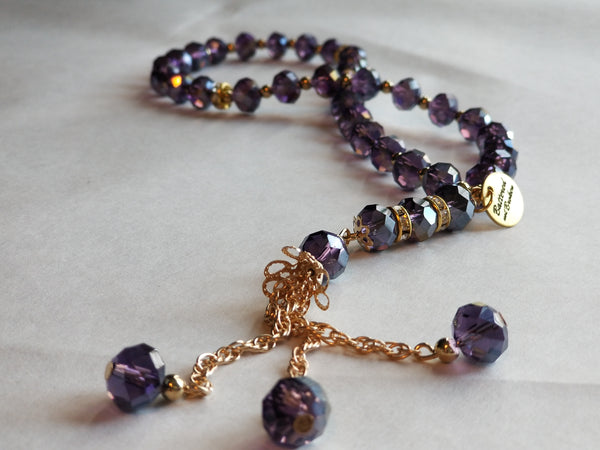 Saving Grace Collection: Bracelet- Crystal 2 layer Rosary/ Prayer (Purple)