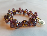 Saving Grace Collection: Crystal Glass w/ Faceted Beads Bracelet w/Bangle  stretch 7"  (Purple)