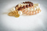 The Genesis 50:20 Collection: Aura of Grace:  Bohemian Imitation Pearl & Bangle Bracelet