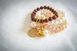 Saving Grace Collection: Bracelet- Bohemia Style Imitation Pearls Beaded w/ Bangles  (Various Colors)