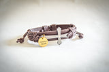 Saving Grace Collection: The Lords Prayer Vintage Handmade Braided  Genuine Leather Cross Bracelets - Unisex  (Black or Brown)