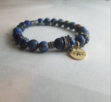 Saving Grace Collection: Bracelet- Natural Blue Regalite Beaded Stone Yoga Crown (Various Colors)