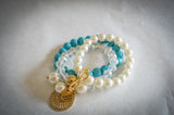 Saving Grace Collection: Bracelet- Bohemia Style Imitation Pearls Beaded w/ Bangles  (Various Colors)