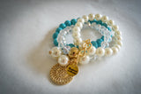 The Genesis 50:20 Collection: Aura of Grace:  Bohemian Imitation Pearl & Bangle Bracelet